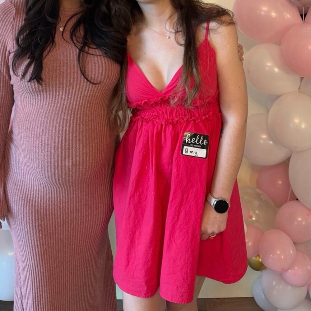 Sim and Sam 100% Cotton Hot Pink Mini Dress - Picture 4 of 4
